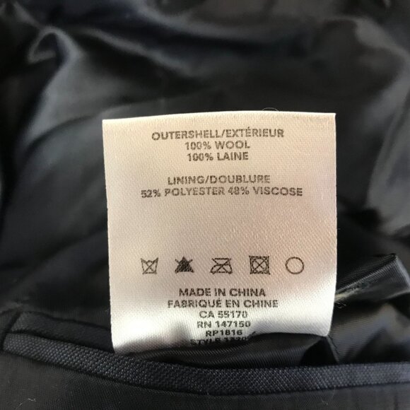 FRANK + OAK ~ MENS 42 ~ NAVY BLUE WOOL BLAZER JACKET - Picture 7 of 8